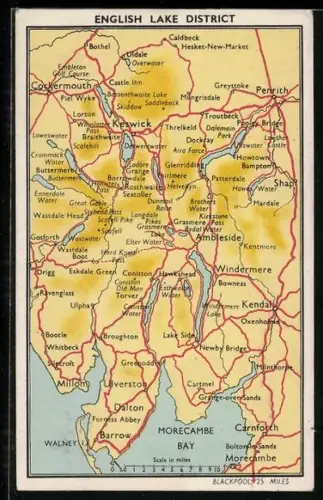 AK Ambleside, English Lake District, Landkarte