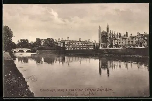 AK Cambridge, King`s and Clare Colleges from River