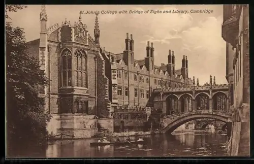 AK Cambridge, St. John`s College with Bridge of Sighs and Library