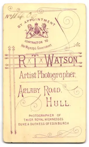 Fotografie R. T. Watson, Hull, Anlaby Road, Portrait eines Herrn