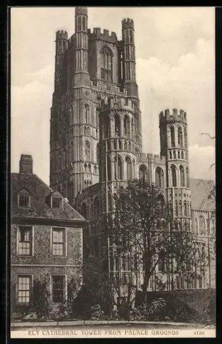 AK Ely, Cathedral Tower from palace grounds