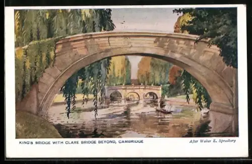 AK Cambridge, King`s Bridge with Clare Bridge beyond