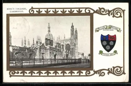 AK Cambridge, King`s College with Coat of Arms