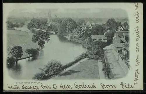 AK Stratford-on-Avon, Panorama mit Kirche