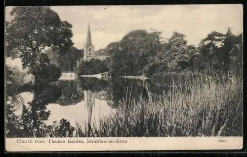 AK Stratford-on-Avon, Church from Theatre Garden