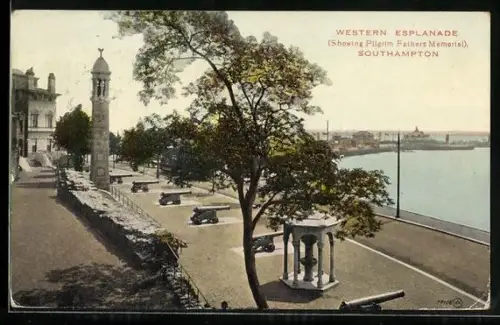 AK Southampton, Western Esplanade, Showing Pilgrim Fathers Memorial