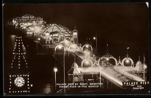 AK Brighton, Palace Pier by Night