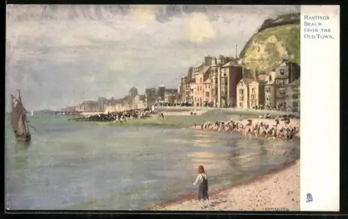 Künstler-AK Hastings, Beach from the Old Town