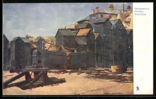 Künstler-AK Hastings, Fishermen`s Stores