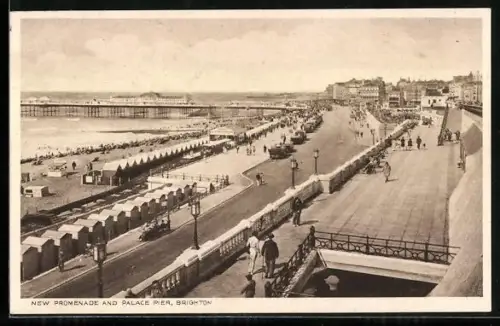AK Brighton, New Promenade and Palace Pier
