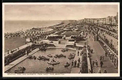 AK Brighton, Boating Pool and Gardens from West Pier