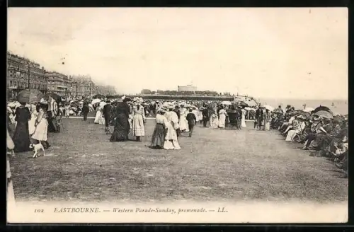 AK Eastbourne, Western Parade-Sunday, promenade