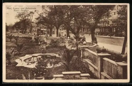 AK Brighton, Pool, Lawns and Balustrade, Royal Pavilion