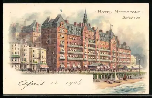 Lithographie Brighton, Hotel Metropole