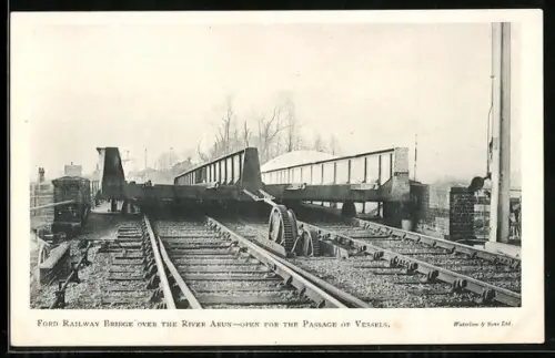 AK Ford Traversing Bridge, Railway Bridge over the River Arun, Open for the Passage of Vessels