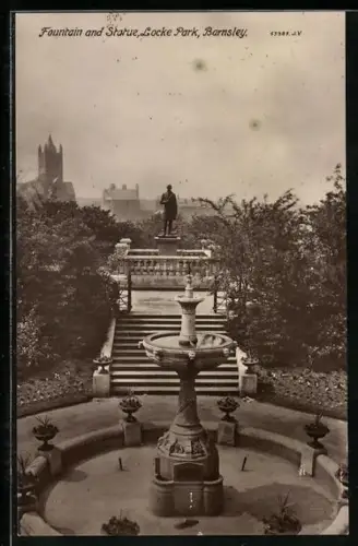 AK Barnsley, Locke Park, Fountain and Statue
