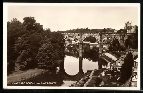 AK Knaresborough near Harrogate, Panorama mit Viadukt