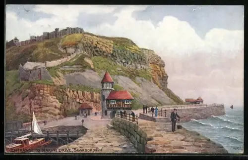 Künstler-AK Scarborough, Entrance to Marine Drive