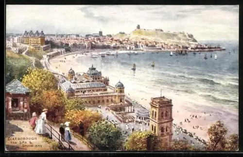 Künstler-AK Scarborough, The Spa & South Bay