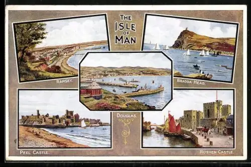 AK Douglas /Isle of Man, Ramsey, Bradda Head, Peel Castle, Rushen Castle