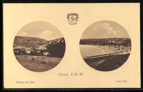 AK Laxey /I. O. M., Village and Glen, Laxey Bay