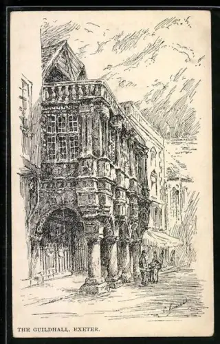 Künstler-AK Exeter, The Guild Hall