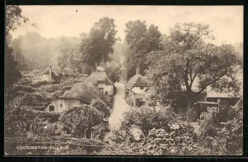 AK Cockington, View of the Village, Thatched Houses