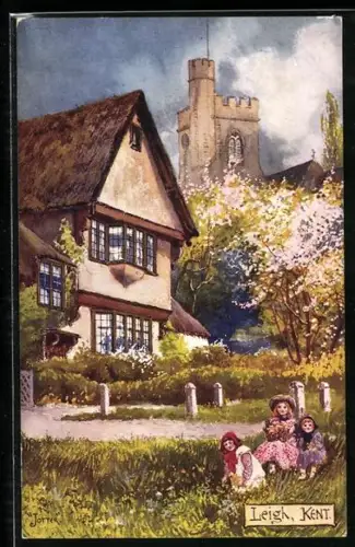 Künstler-AK Leigh, Ortspartie