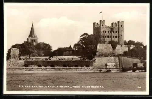 AK Rochester, Castle and Cathedral, from River Medway