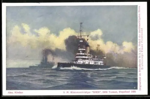 Künstler-AK Alexander Kircher: Küstenverteidiger Wien der österr. Marine