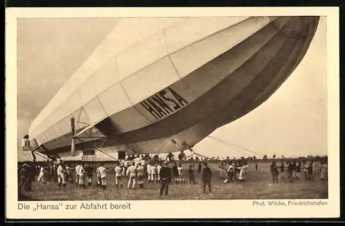 AK Die Hansa zur Abfahrt bereit, Zeppelin