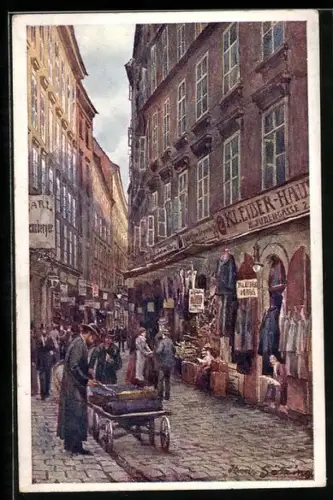 AK Wien, Judengasse, Strassenpartie mit Händlern