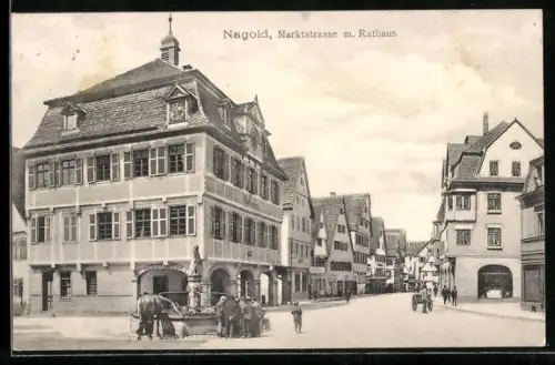 AK Nagold, Markstrasse mit Rathaus