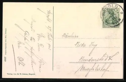 AK Nagold, Markstrasse mit Rathaus