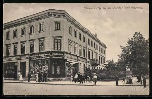 AK Naumburg a. S., Partie am Kaiser Wilhelmplatz mit Buchbinderei von Ernst Priese
