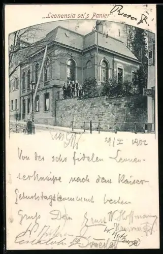 AK Heidelberg /Neckar, Verbindungshaus, Leonensia sei`s Panier