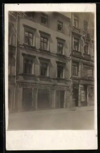 Foto-AK Zittau, Fleischerei Otto Weinhold, Bautzener Strasse 13-15