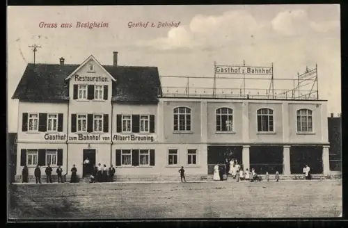 AK Besigheim, Gasthof zum Bahnhof von Albert Breuning