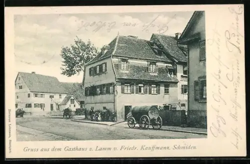 AK Schmiden, Gasthaus zum Lamm v. Friedr. Kauffmann