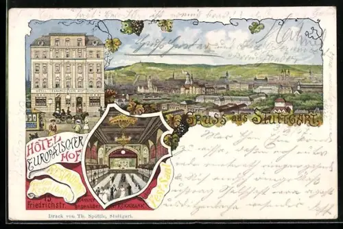 AK Stuttgart, Hotel Europäischer Hof, Friedrichstrasse 15, Aussenansicht, Tanzsaal