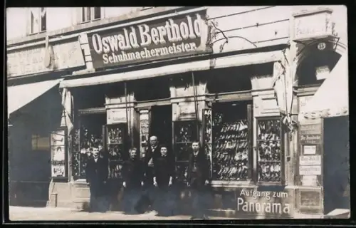 Foto-AK Dresden, Schuhmachermeistergeschäft von Oswald Berthold Marienstrasse 15