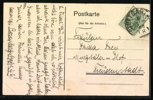 AK Stuttgart, Partie in der Rosenbergstrasse mit Strassenbahn