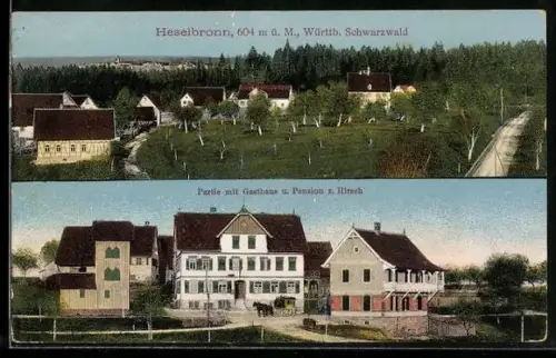 AK Heselbronn / Württb. Schwarzwald, Gasthaus und Pension zum Hirsch