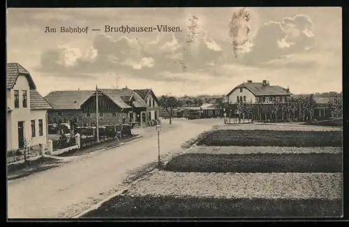 AK Bruchhausen-Vilsen, Ortspartie am Bahnhof