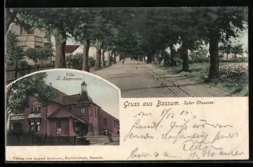AK Bassum, Partie in der Syker Chaussee und Villa L. Sagemann