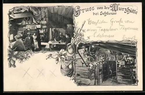 AK Schliersee, Innenansicht vom Gasthaus Wurzhütte