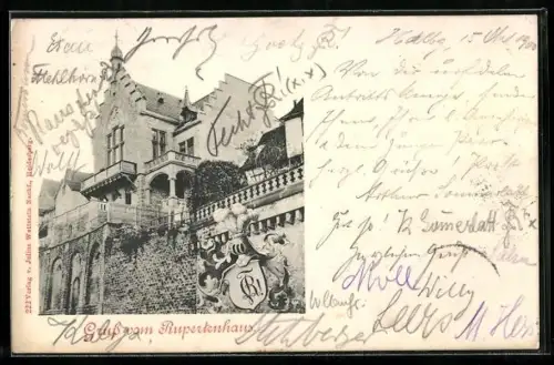 AK Heidelberg /Neckar, Haus der Verbindung Rupertia mit Zirkel