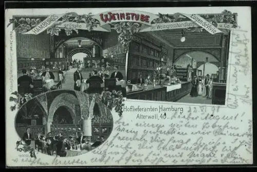 Lithographie Hamburg, Restaurant der Weingrosshandlung Eugen de Vivie u. Co., Alterwall 40