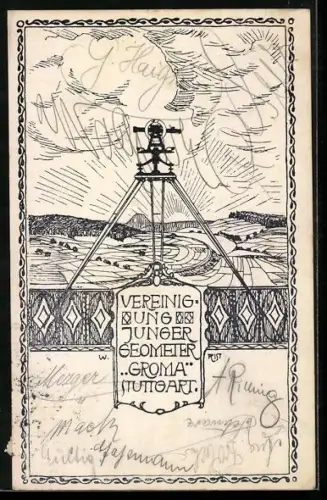 Künstler-AK Stuttgart, Vereinigung Junger Geometer Groma