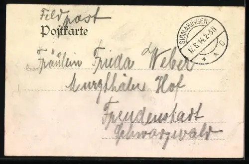 AK Riedlingen, Strassenpartie mit Passanten